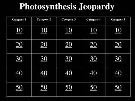 Photosynthesis Jeopardy