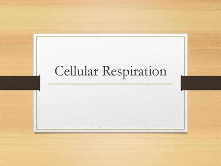 Cellular Respiration.