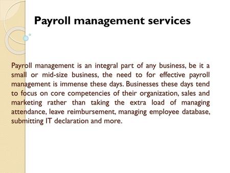 Payroll management services