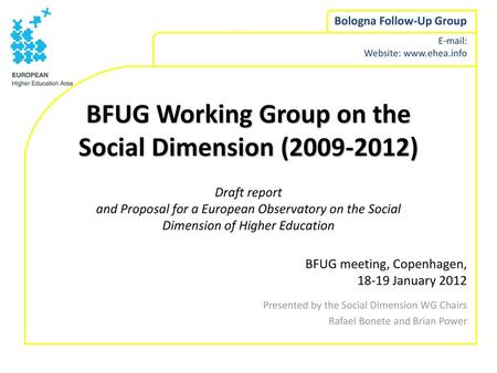 BFUG Working Group on the Social Dimension ( )