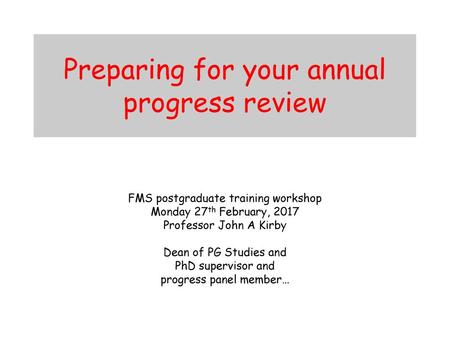 Preparing for your annual progress review