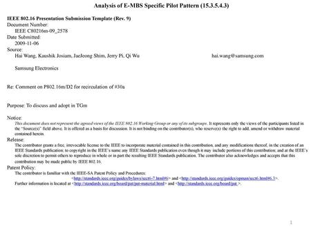 Analysis of E-MBS Specific Pilot Pattern ( )