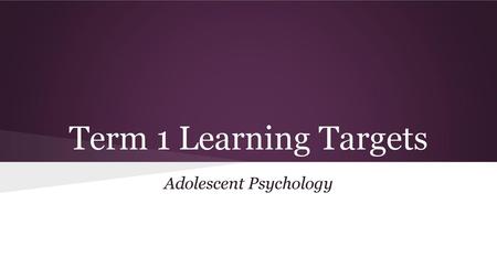 Adolescent Psychology