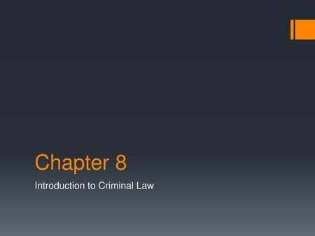 Introduction to Criminal Law