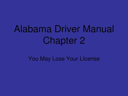 Alabama Driver Manual Chapter 2