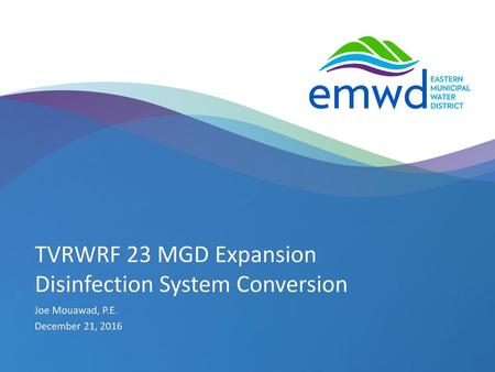 TVRWRF 23 MGD Expansion Disinfection System Conversion