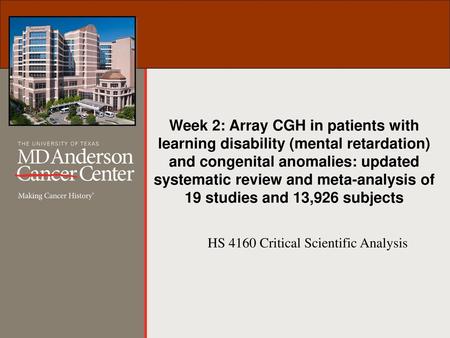 HS 4160 Critical Scientific Analysis