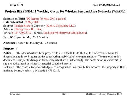 <month year> doc.: IEEE < e> <May 2017>