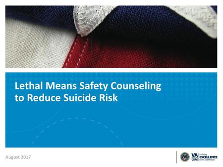 Presentation Outline Why? Lethal means safety during a critical period can save a Veteran’s life Who? Strategies to promote Lethal Means Safety (LMS) should.