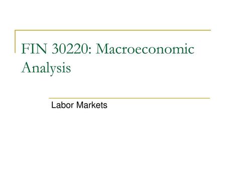 FIN 30220: Macroeconomic Analysis