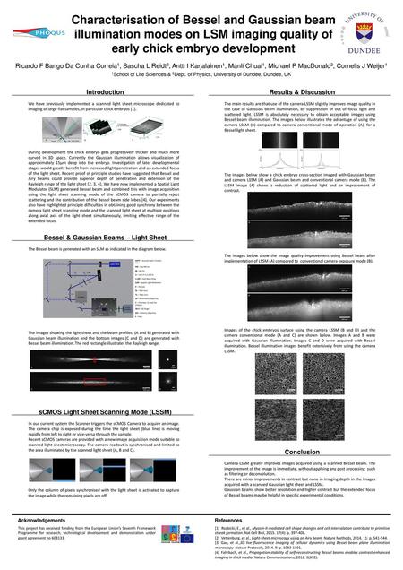 Characterisation of Bessel and Gaussian beam illumination modes on LSM imaging quality of early chick embryo development Ricardo F Bango Da Cunha Correia1,