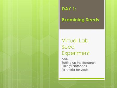 Virtual Lab Seed Experiment