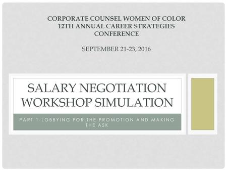 Salary negotiation workshop simulation