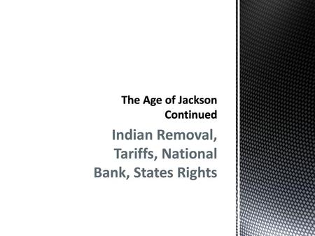 The Age of Jackson Continued