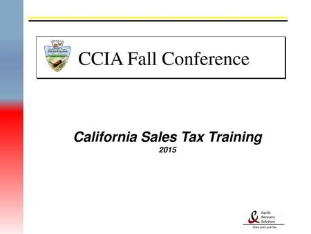 California Sales Tax Training 2015