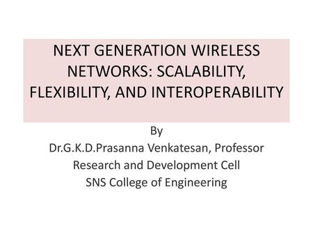 By Dr.G.K.D.Prasanna Venkatesan, Professor