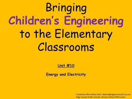 Children’s Engineering Energy and Electricity