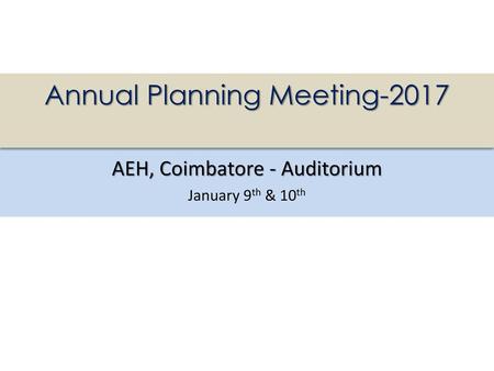 Annual Planning Meeting-2017