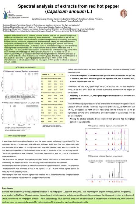 Spectral analysis of extracts from red hot pepper (Capsicum annuum L.)