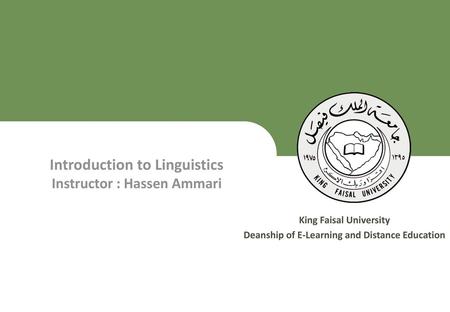 Introduction to Linguistics