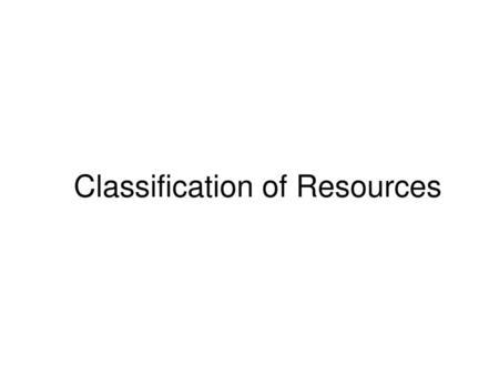 Classification of Resources