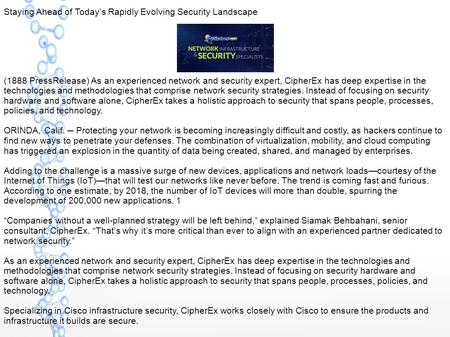  (1888 PressRelease) Staying Ahead of Today’s Rapidly Evolving Security Landscape
