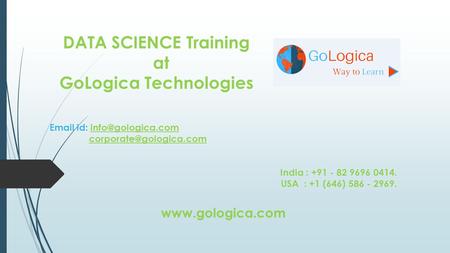 DATA SCIENCE Online Training at GoLogica  