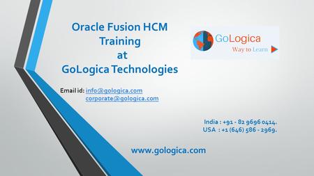 Oracle Fusion HCM online Training at GoLogica 