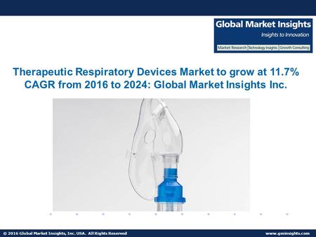 Therapeutic Respiratory Devices Market to grow at 11.7% CAGR from 2016 to 2024