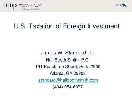 U.S. Taxation of Foreign Investment