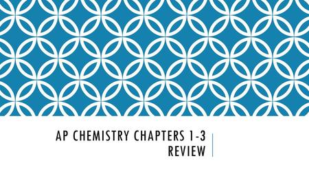 AP Chemistry Chapters 1-3 Review