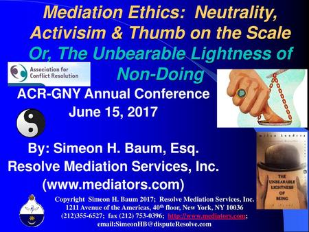 ACR-GNY Annual Conference Resolve Mediation Services, Inc.