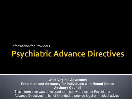 Psychiatric Advance Directives