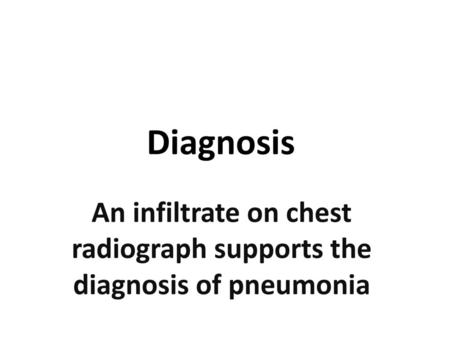 An infiltrate on chest radiograph supports the diagnosis of pneumonia