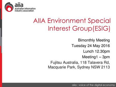 AIIA Environment Special Interest Group(ESIG)