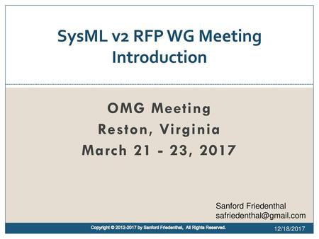 SysML v2 RFP WG Meeting Introduction