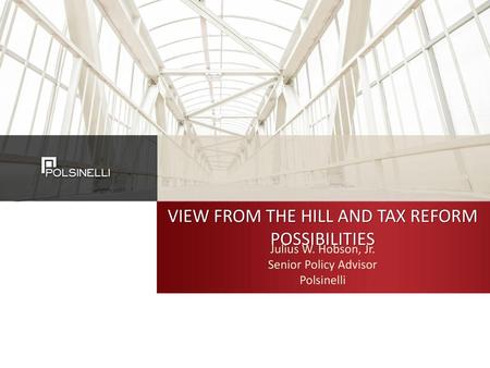 VIEW FROM THE HILL AND TAX REFORM POSSIBILITIES