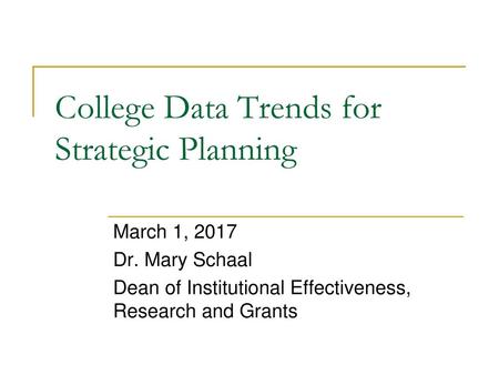 College Data Trends for Strategic Planning