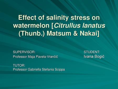 Effect of salinity stress on watermelon [Citrullus lanatus (Thunb