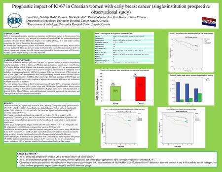 Prognostic impact of Ki-67 in Croatian women with early breast cancer (single-institution prospective observational study) Ivan Bilić, Natalija Dedić Plavetić,