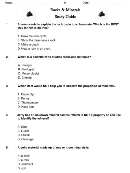 Rocks & Minerals Study Guide