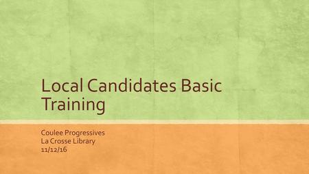 Local Candidates Basic Training