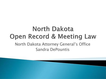 North Dakota Open Record & Meeting Law