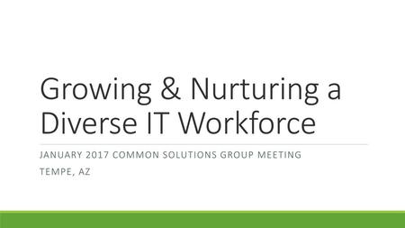 Growing & Nurturing a Diverse IT Workforce