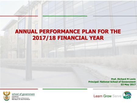 ANNUAL PERFORMANCE PLAN FOR THE 2017/18 FINANCIAL YEAR