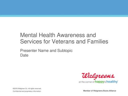 Mental Health Awareness and Services for Veterans and Families