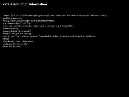 Paxil Prescription Information