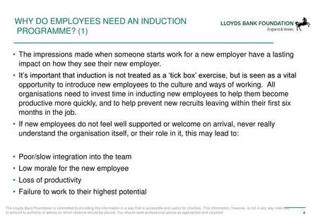 Why do employees need an Induction Programme? (1)