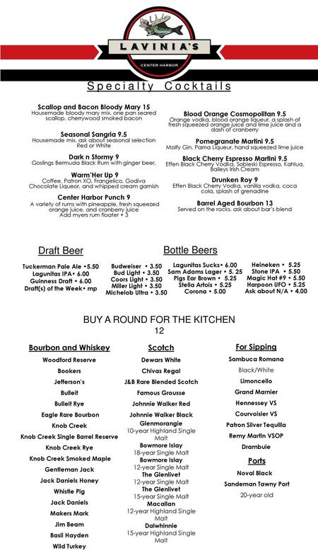 Specialty Cocktails Bottle Beers Draft Beer