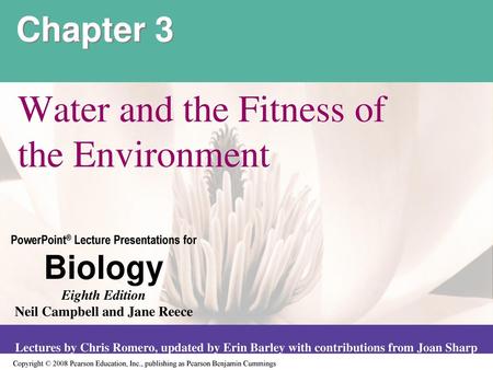 Water and the Fitness of the Environment